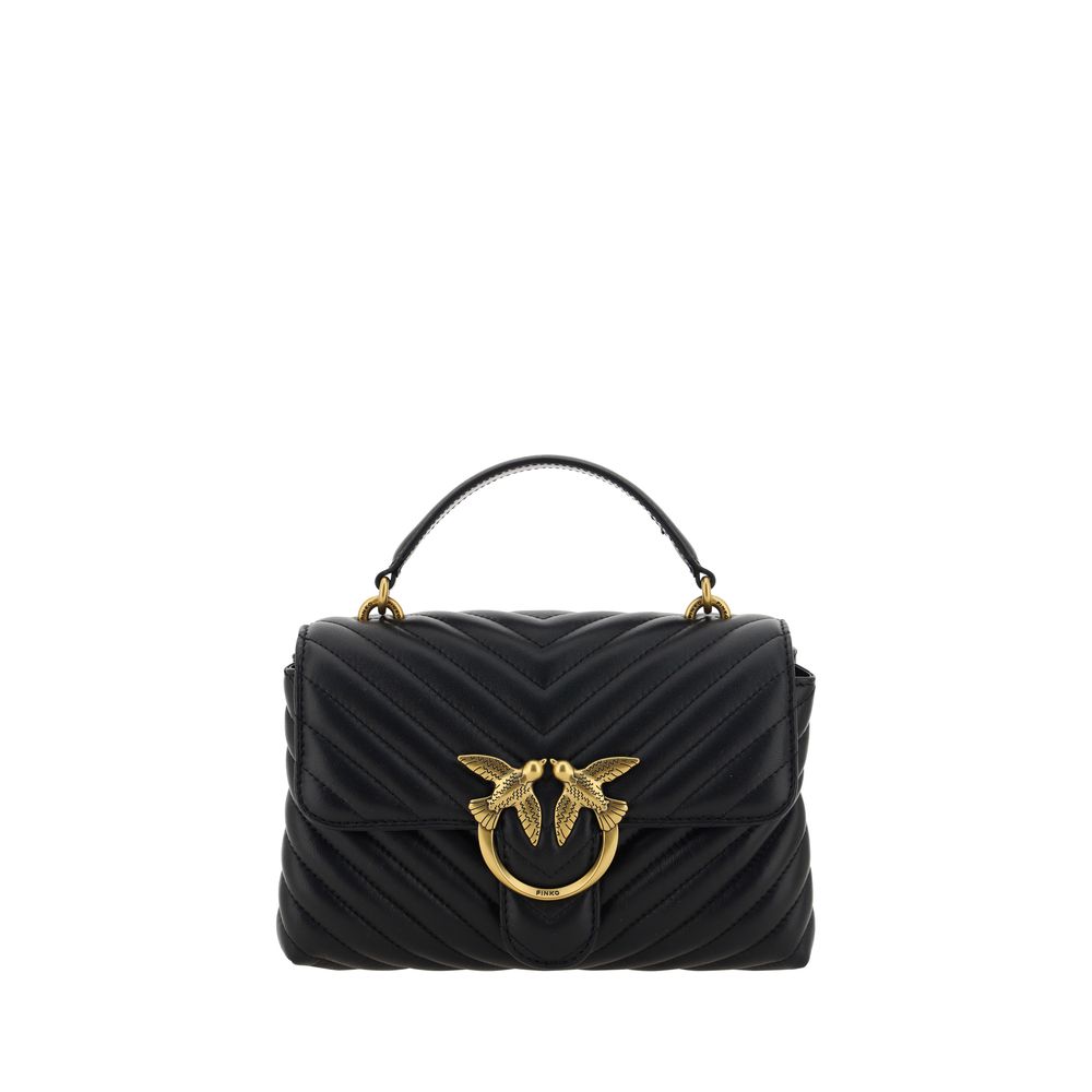 Pinko Love Lady Medium Top Handle Bag Black Quilted Leather