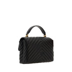 Pinko Love Lady Medium Top Handle Bag Black Quilted Leather