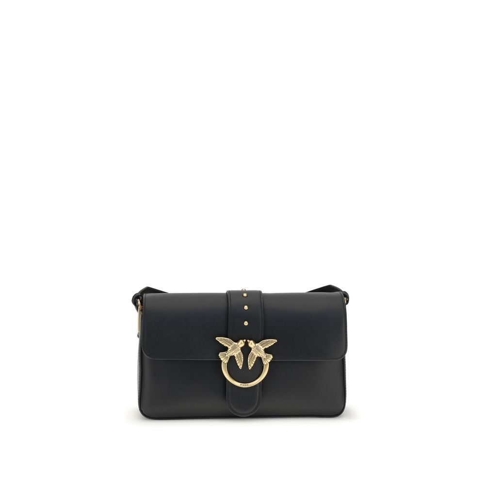 Pinko Love One Medium Shoulder Bag Black Leather
