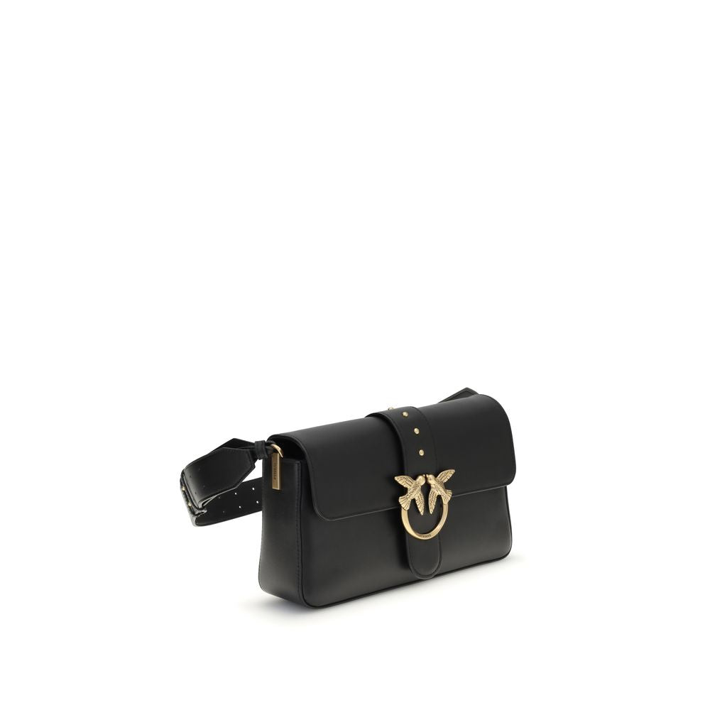 Pinko Love One Medium Shoulder Bag Black Leather