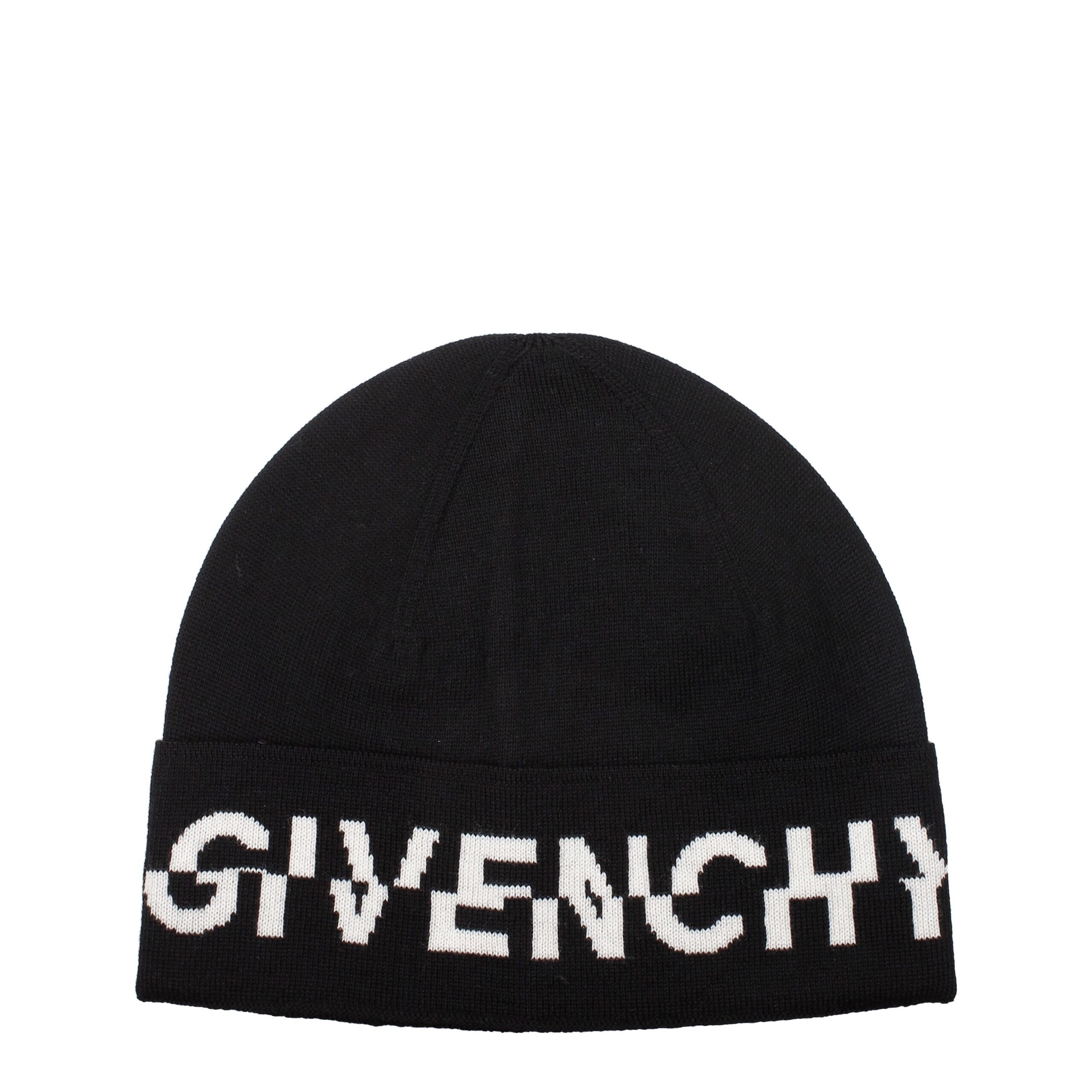Givenchy Black Wool Beanie with Contrasting Logo