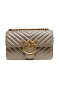 Pinko Mini Love Chevron Shoulder Bag Beige Quilted Leather