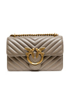 Pinko Mini Love Chevron Shoulder Bag Beige Quilted Leather