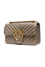 Pinko Mini Love Chevron Shoulder Bag Beige Quilted Leather