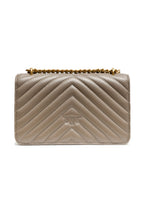 Pinko Mini Love Chevron Shoulder Bag Beige Quilted Leather
