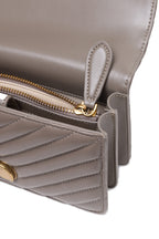 Pinko Mini Love Chevron Shoulder Bag Beige Quilted Leather