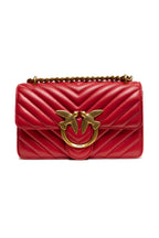Pinko Mini Love Chevron Shoulder Bag Red Quilted Leather