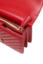 Pinko Mini Love Chevron Shoulder Bag Red Quilted Leather
