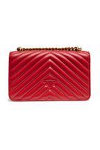 Pinko Mini Love Chevron Shoulder Bag Red Quilted Leather