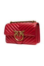 Pinko Mini Love Chevron Shoulder Bag Red Quilted Leather