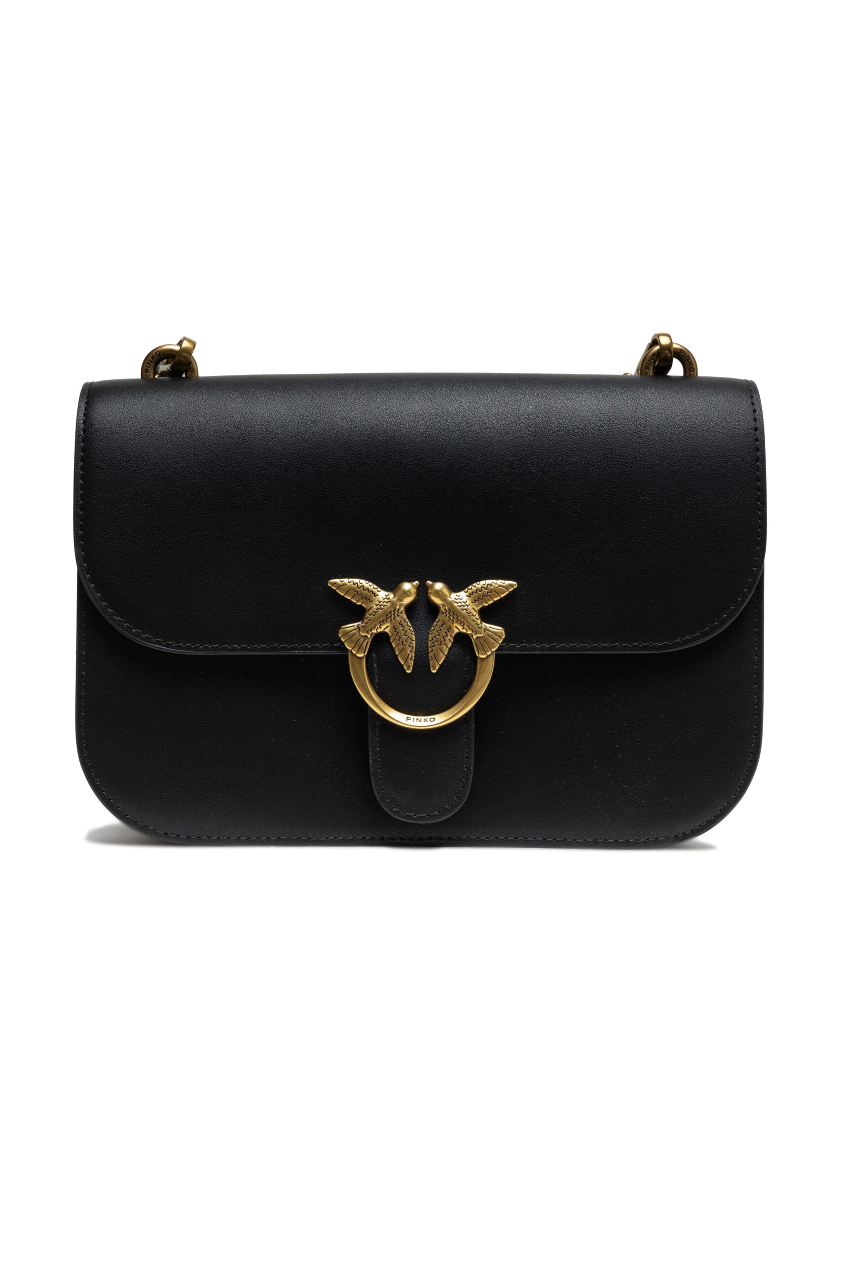 Pinko Love One Mini Shoulder Bag Black Leather
