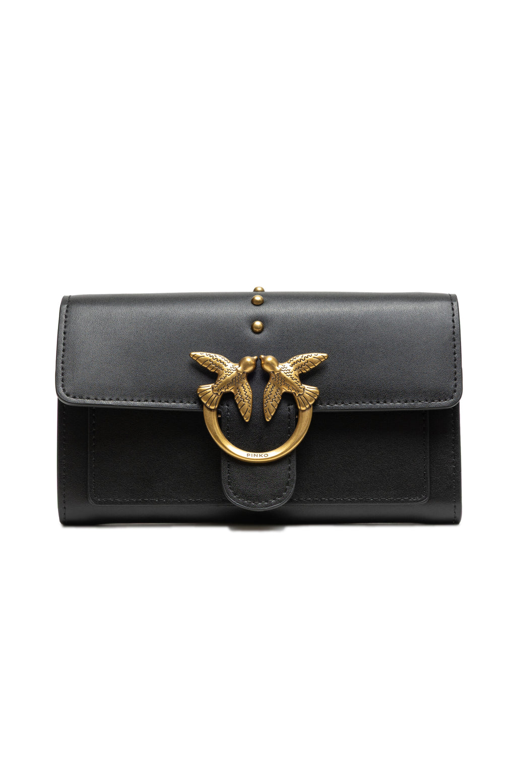Pinko Love One Wallet on Chain Black Leather