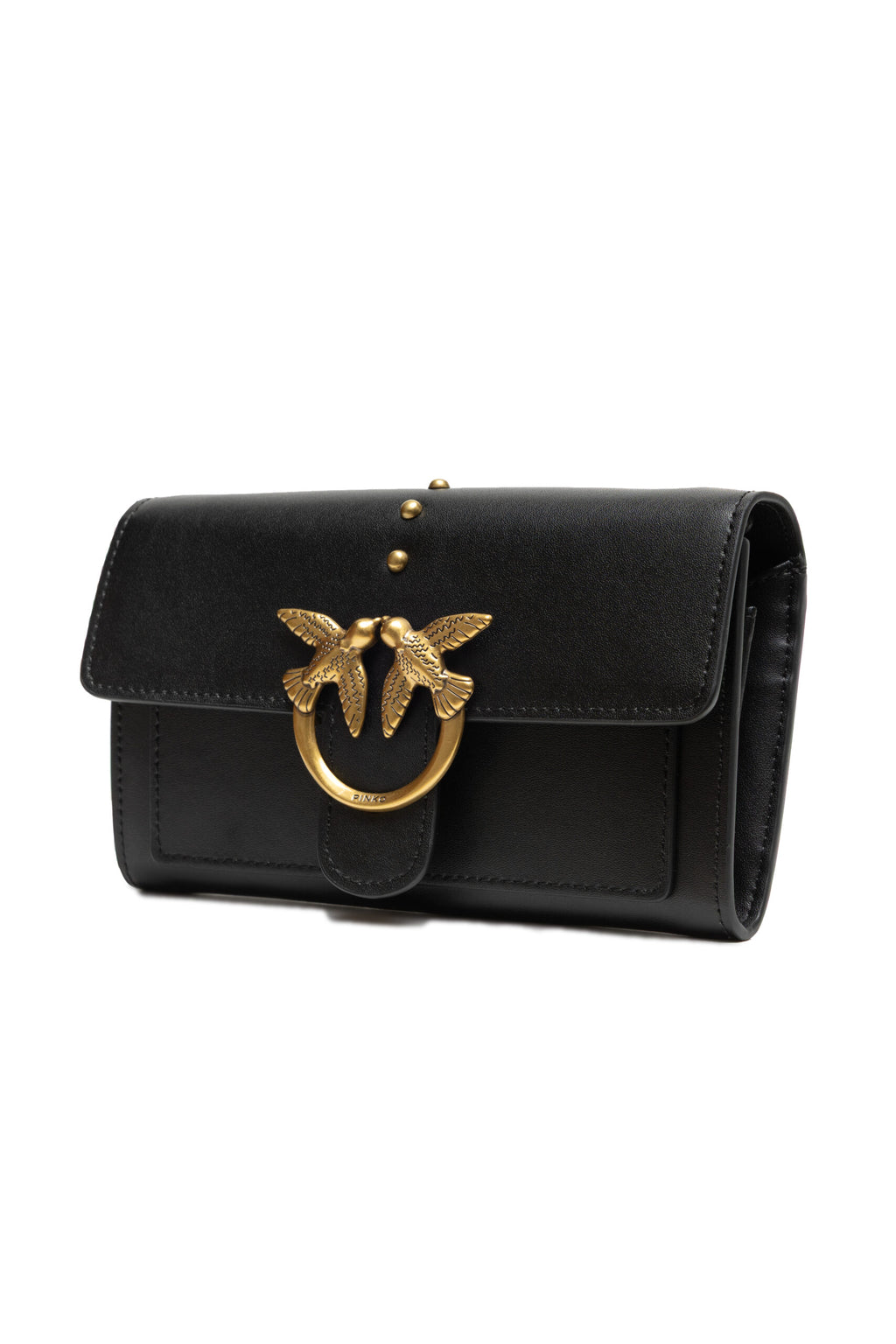 Pinko Love One Wallet on Chain Black Leather