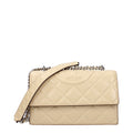 Tory Burch Fleming Soft Crossbody Bag Quilted Leather Beige