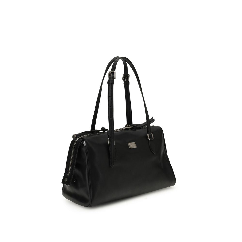 Dolce & Gabbana Vittoria Leather Shoulder Bag in Black