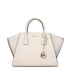 Michael Kors Avril Large Leather and Suede Satchel Light Cream