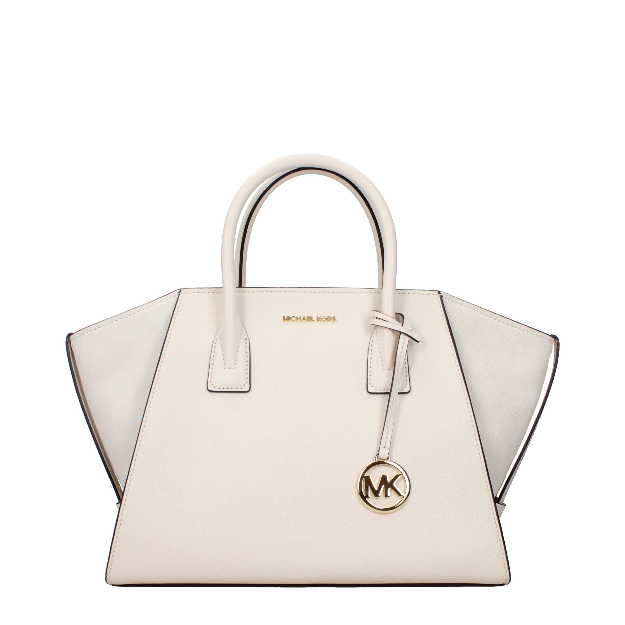 Michael Kors Avril Large Leather and Suede Satchel Light Cream