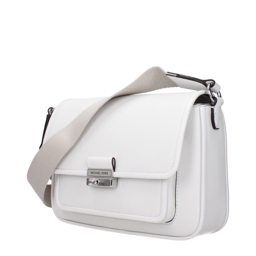 Michael Kors Bradshaw Medium Leather Messenger Bag Optic White