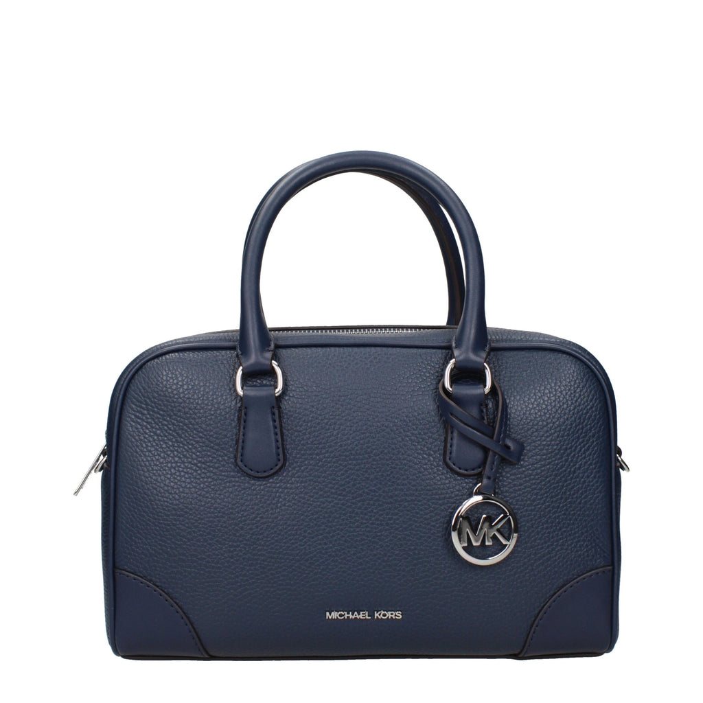 Michael Kors Emilia Small Pebbled Leather Satchel Navy