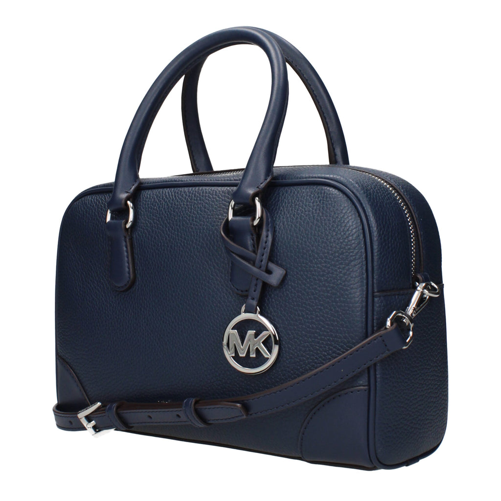 Michael Kors Emilia Small Pebbled Leather Satchel Navy