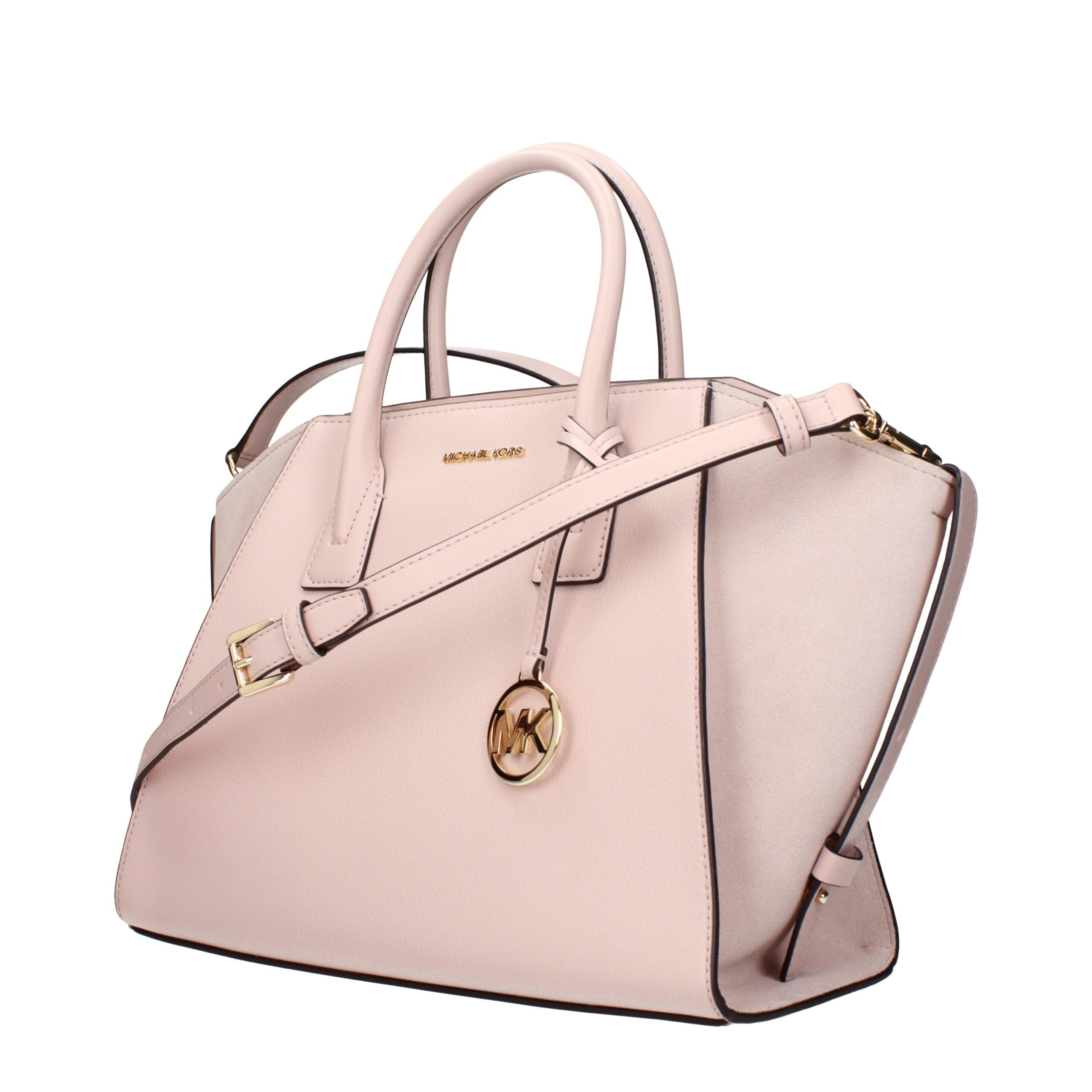 Michael Kors Avril Large Leather and Suede Satchel Powder Blush