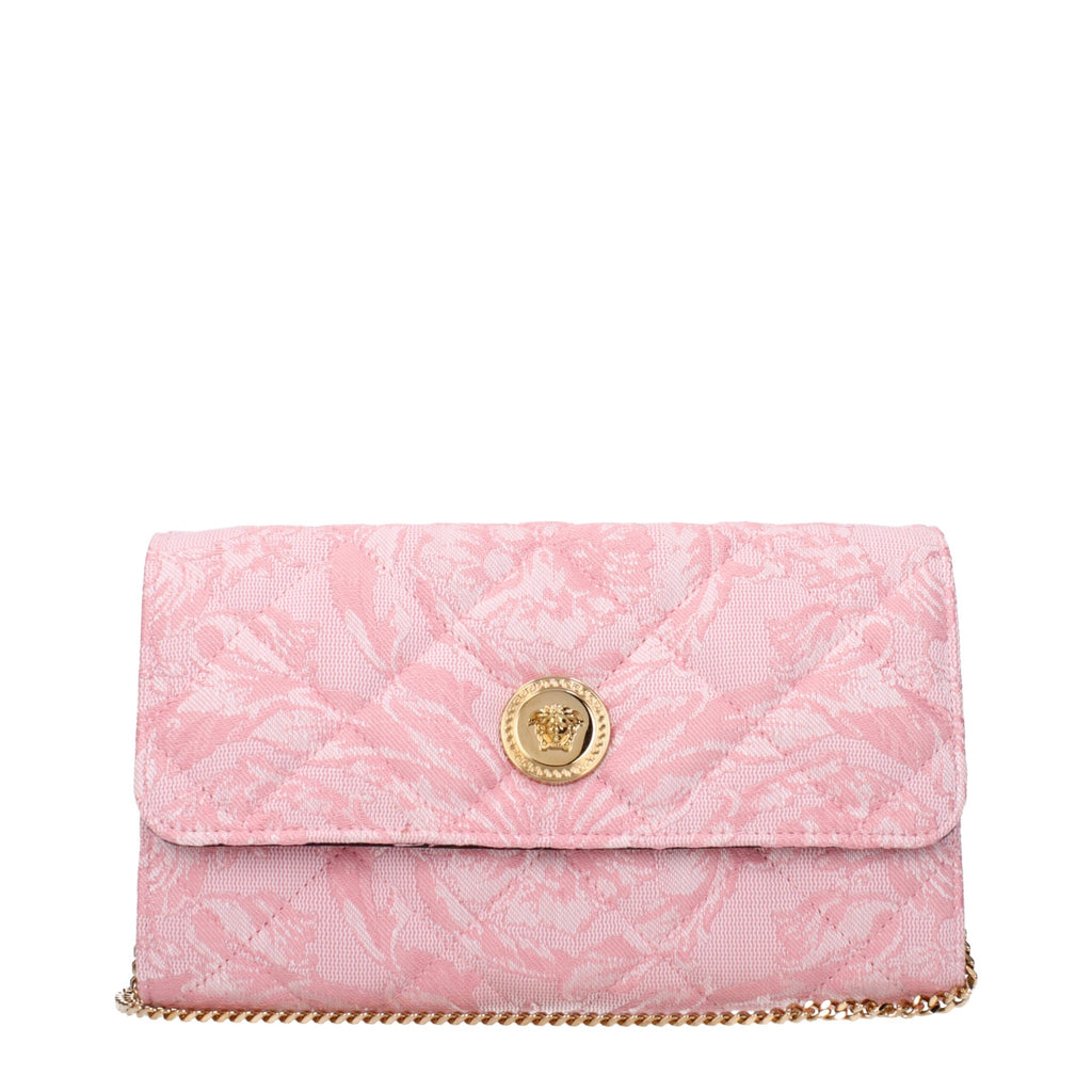 Versace La Medusa Barocco Jacquard Chain Wallet Baby Pink