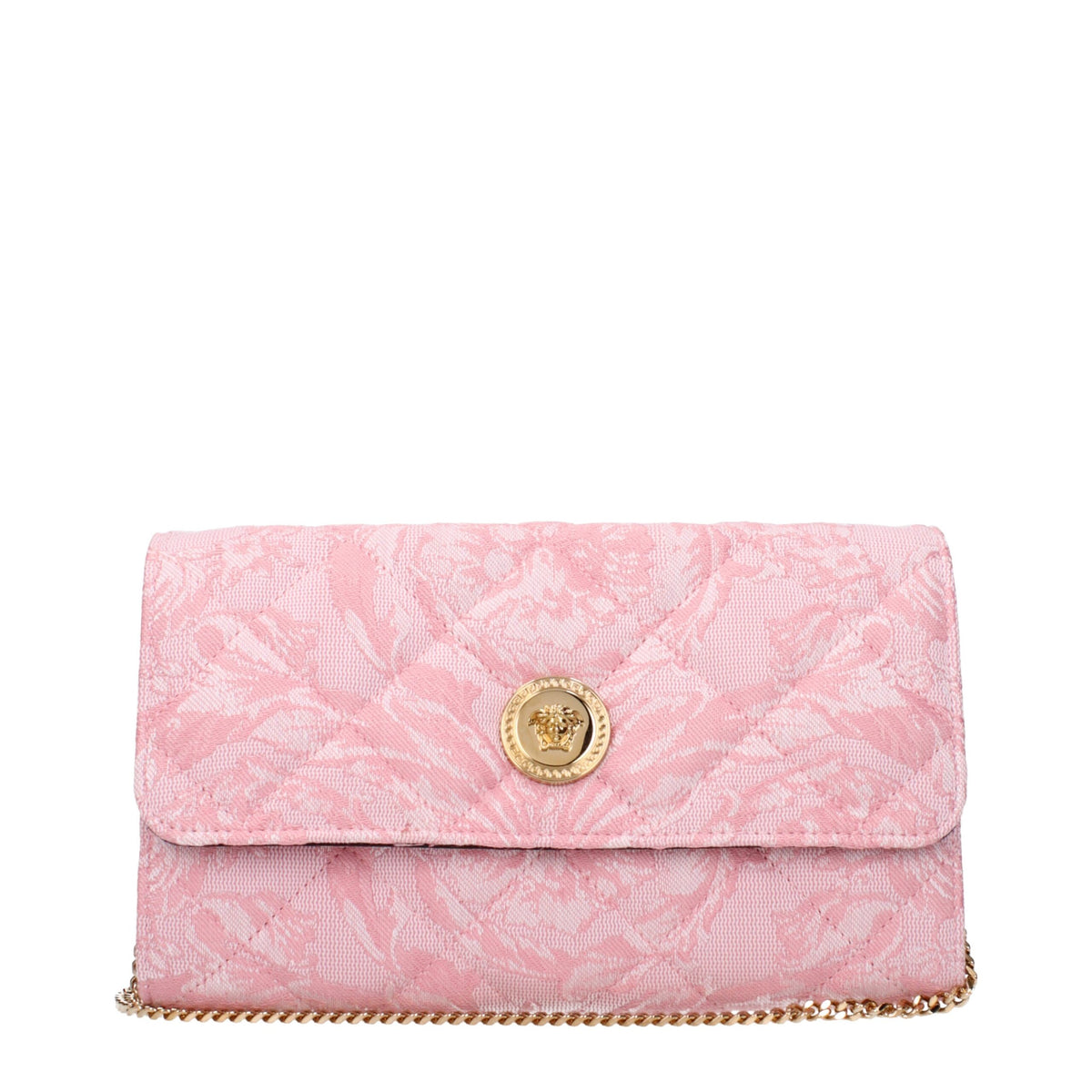 Versace La Medusa Barocco Jacquard Chain Wallet Baby Pink
