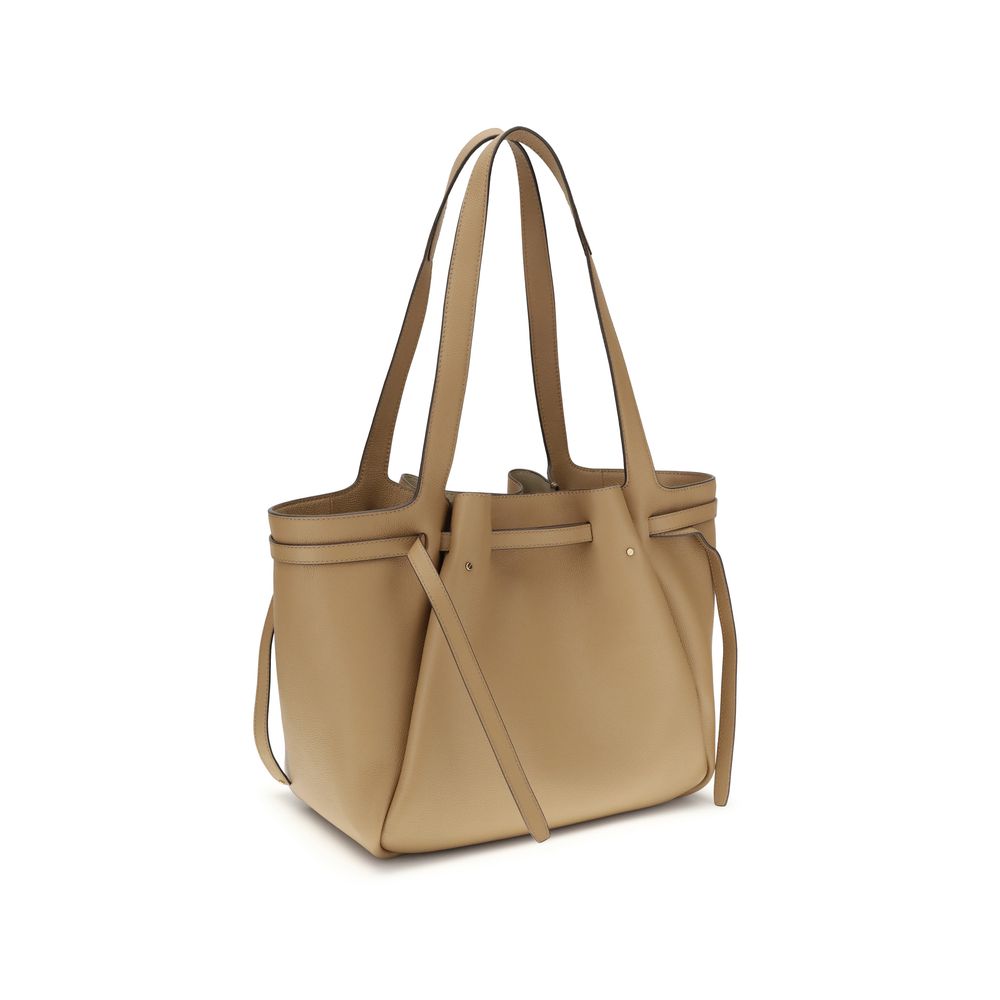 Tory Burch Romy Tote Bag Pebbled Leather Beige