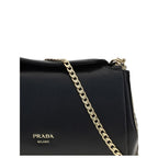 Prada Leather Chain Shoulder Bag in Black