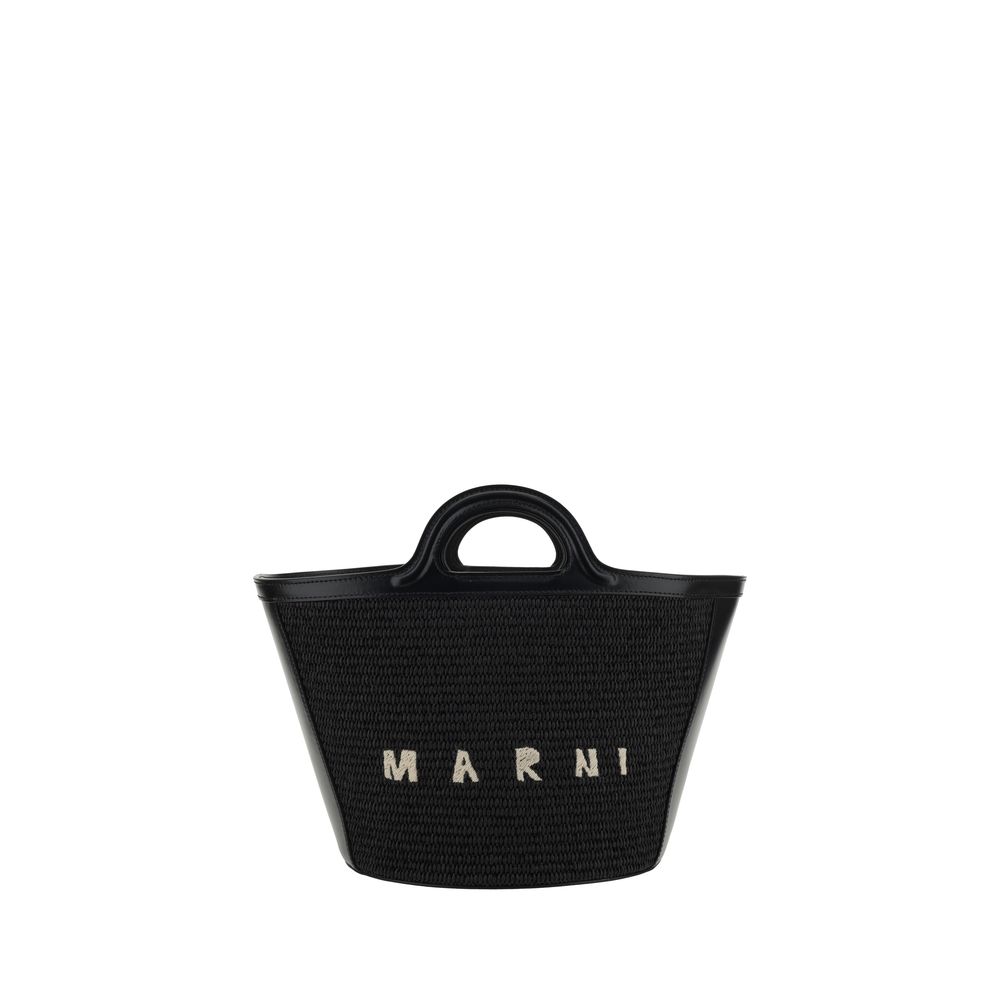Marni Tropicalia Raffia Bucket Bag in Black