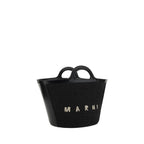Marni Tropicalia Raffia Bucket Bag in Black