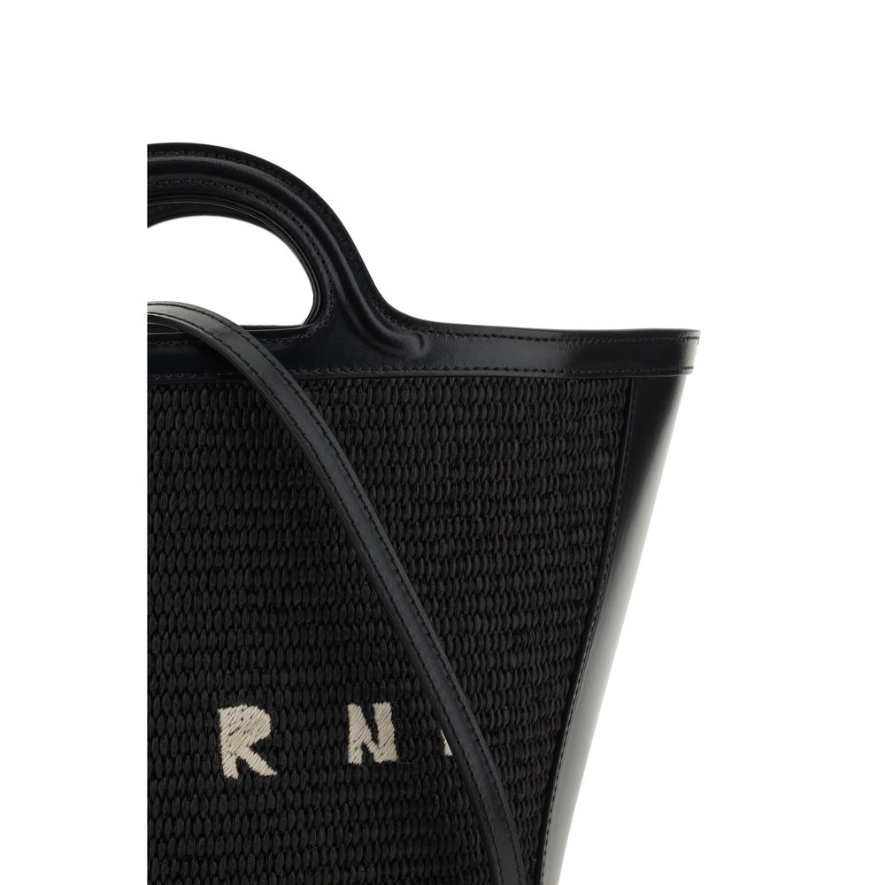 Marni Tropicalia Raffia Bucket Bag in Black