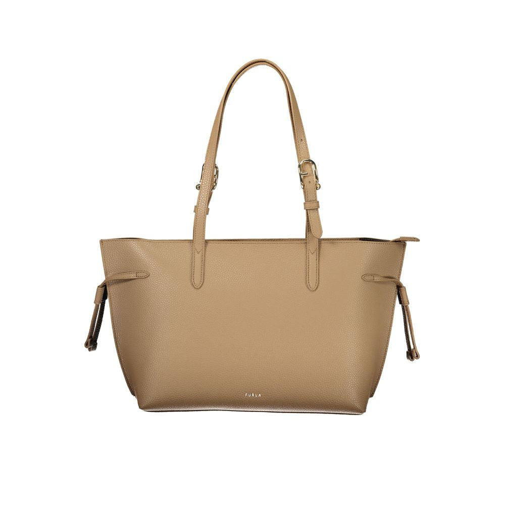 Furla Ava Large Leather Tote Bag in Marrone
