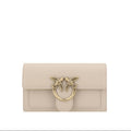 pinko love birds beige leather wallet on chain designer mini crossbody