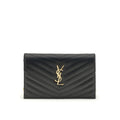 Saint Laurent Cassandre wallet on chain matelassé leather black
