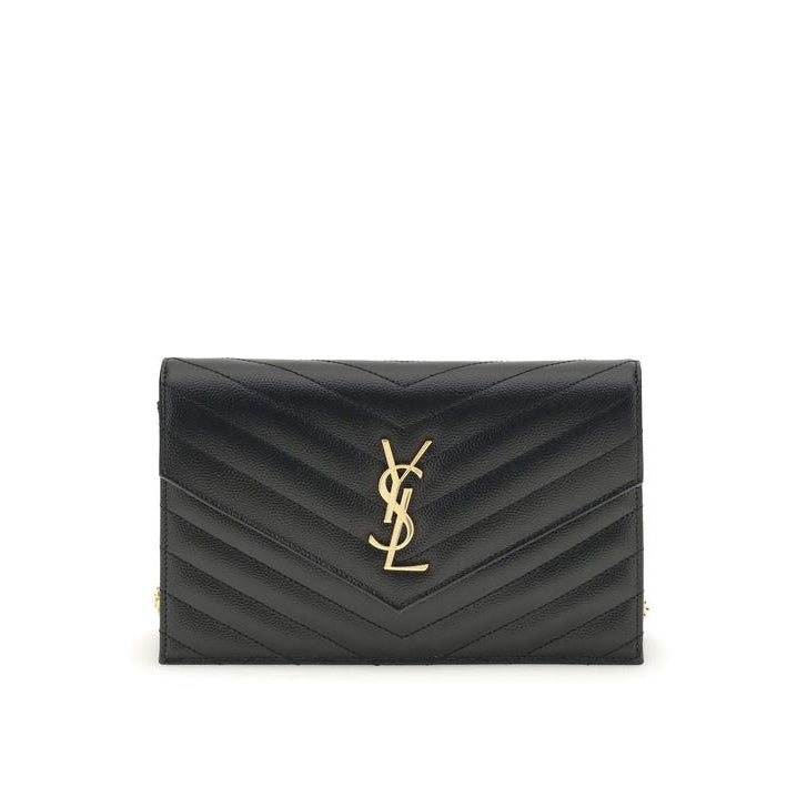 Saint Laurent Cassandre wallet on chain matelassé leather black